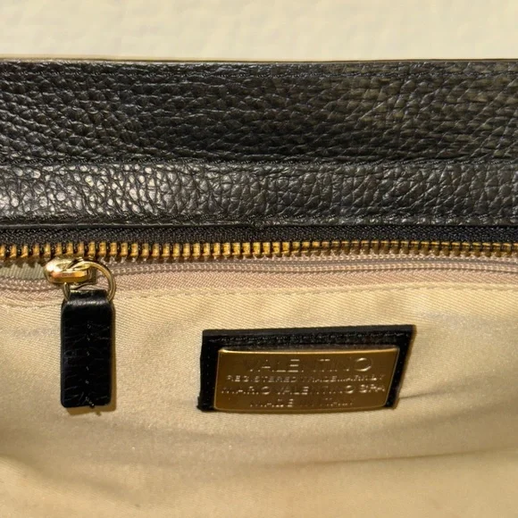 Valentino by Mario Valentino - Black Crossbody Bag with Gold Studs - Picture 3 of 4